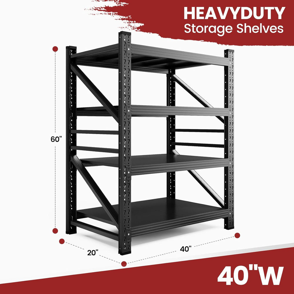40" Wide Storage Shelves, 2000LBS Garage Shelving Heavy Duty, Standing S...