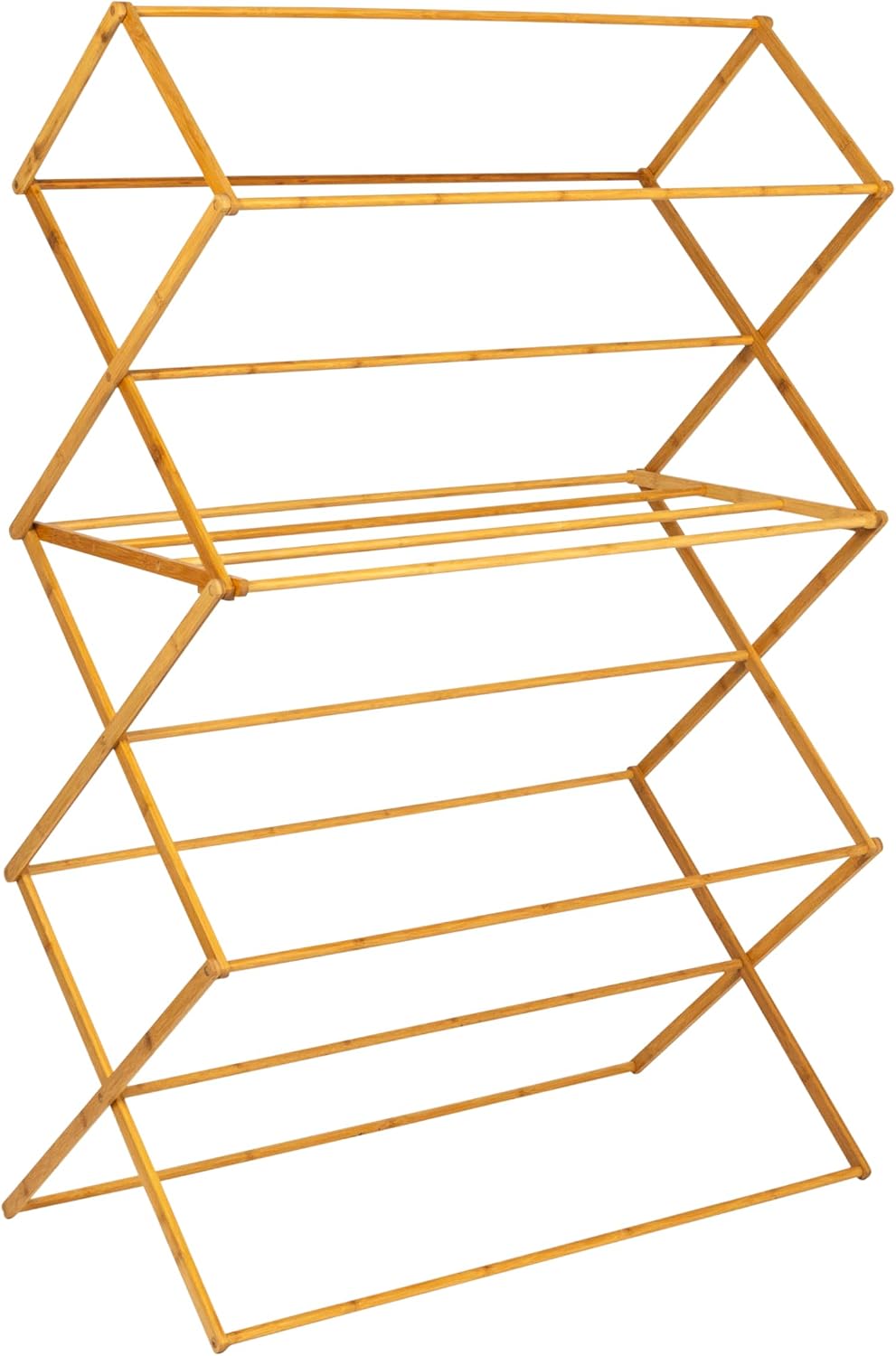 Household Essentials Bamboo Oversized Clothes Drying Folding Rack, Upscale La...