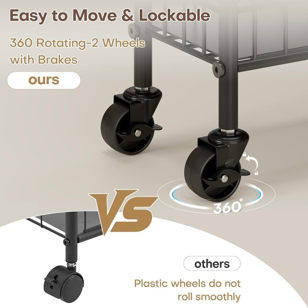 6 Tier Slim Storage Cart with Wheels, Metal Mobile Shelving Unit Organizer Ut...