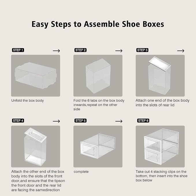 SEE SPRING 12 Pack Shoe Storage Box, Space Saving Foldable Shoe Rack Sneaker