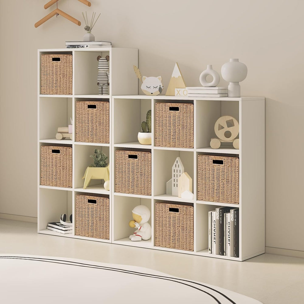 Foldable Storage Baskets with Handles Paper Rope Storage Baskets Rectangle Co...
