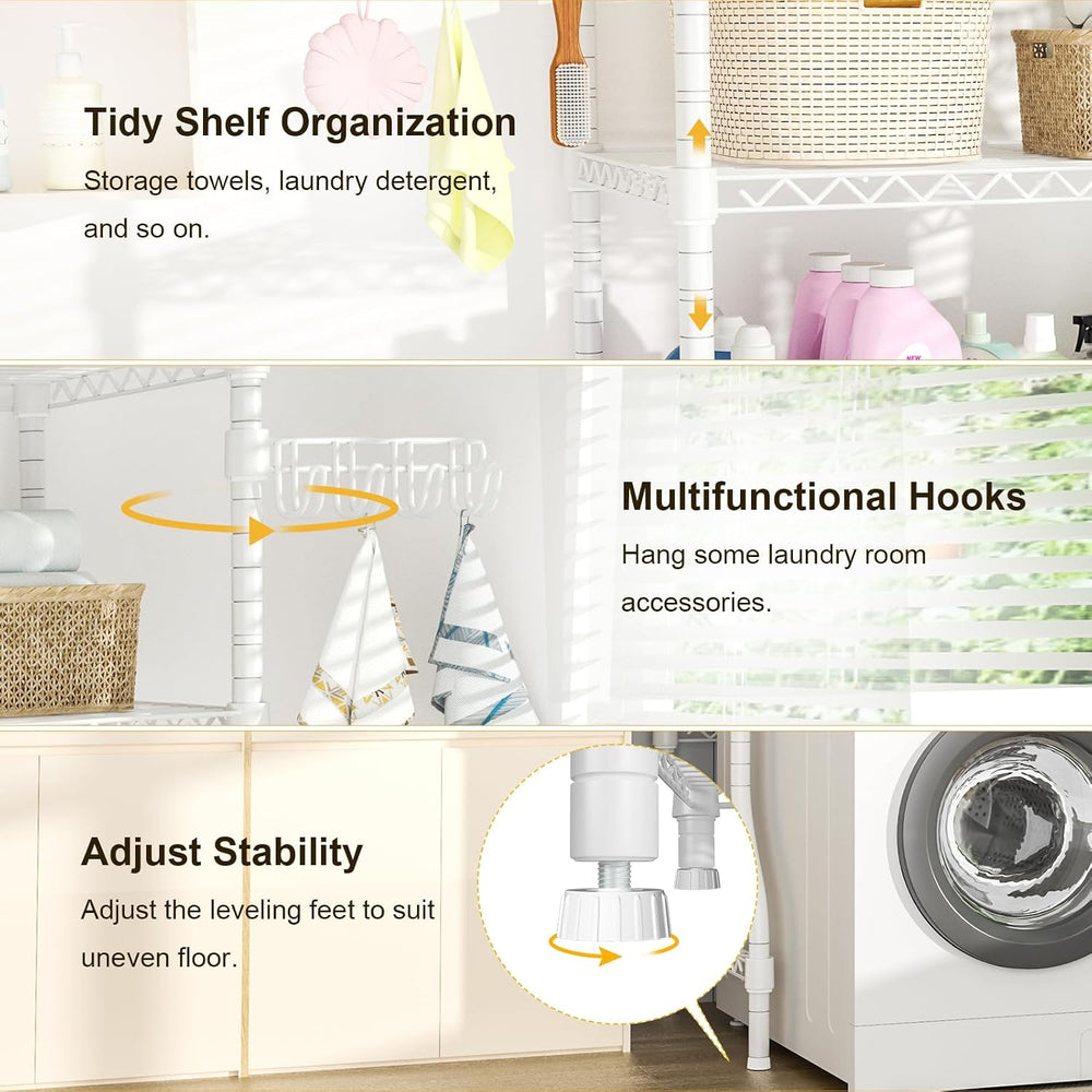 Ulif U8 Laundry Room Storage Organizer, Over The Washer and Dryer Storage She...
