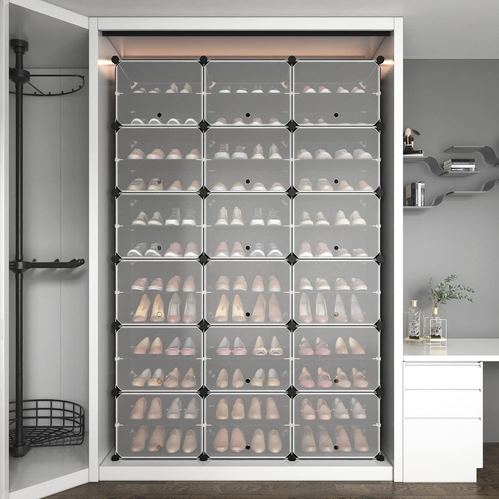 ROJASOP Portable Shoe Rack Organizer, 72 Pairs Covered Shoe Rack Shoe Organiz...