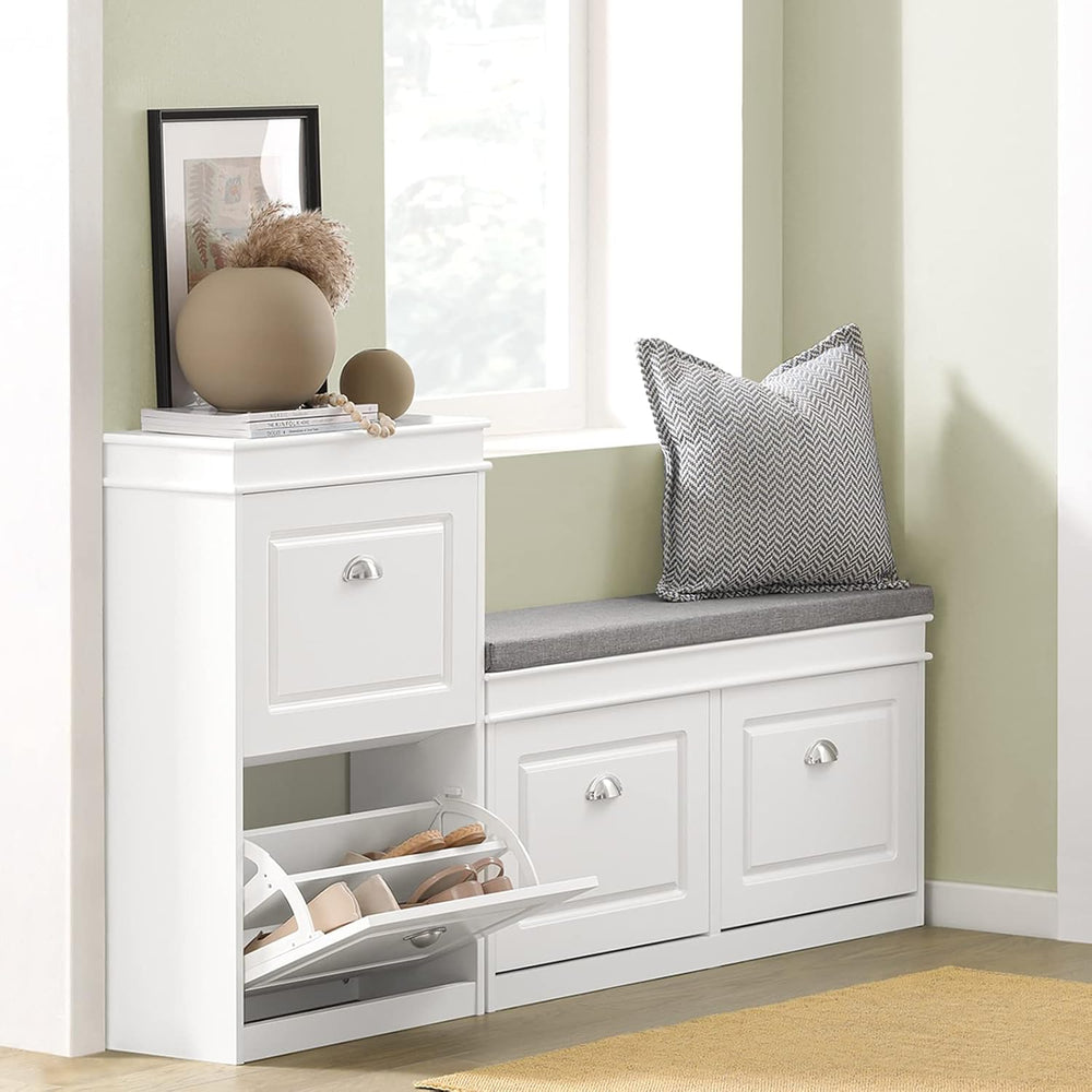 SoBuy Small Shoe Cabinet, Slim Shoe Rack 2 Flip-Drawers, Thin Shoe Storage Cu...