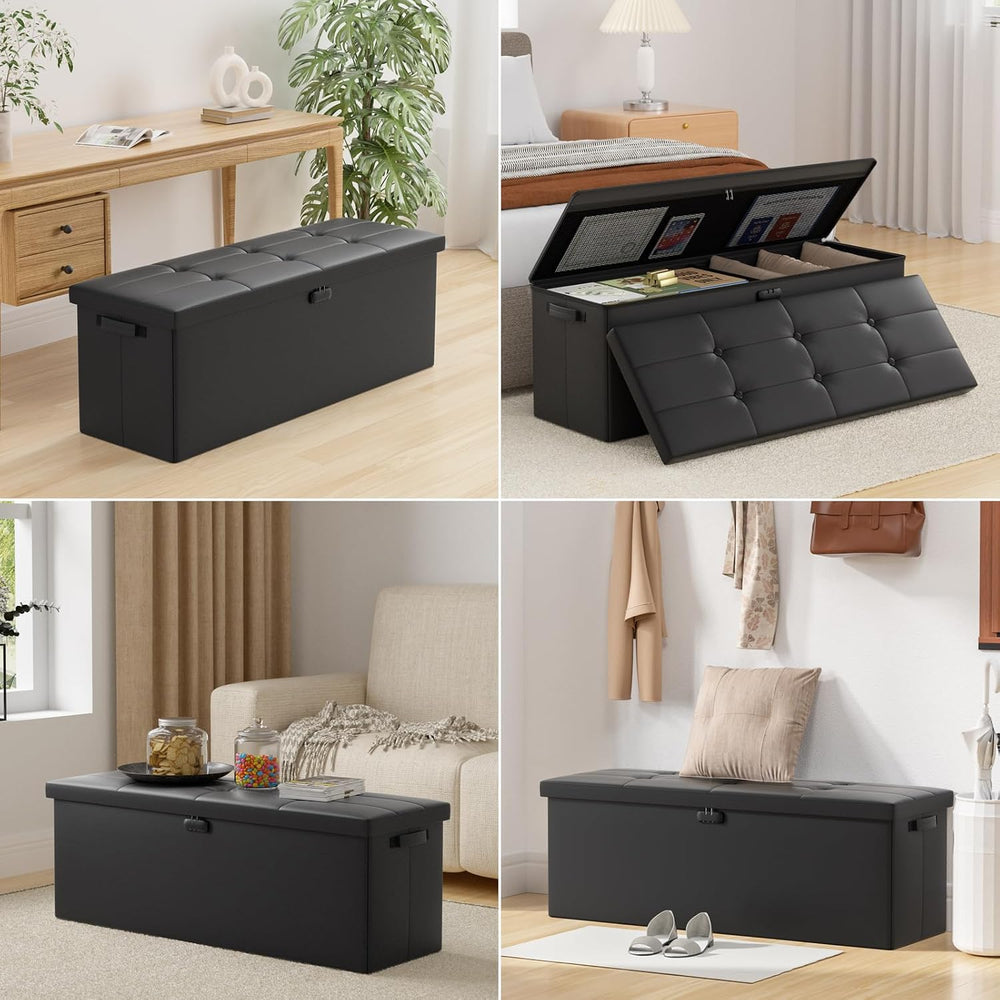 DocSafe Storage Ottoman Bench,Fireproof＆Waterproof Folding Bench with Lock(15...
