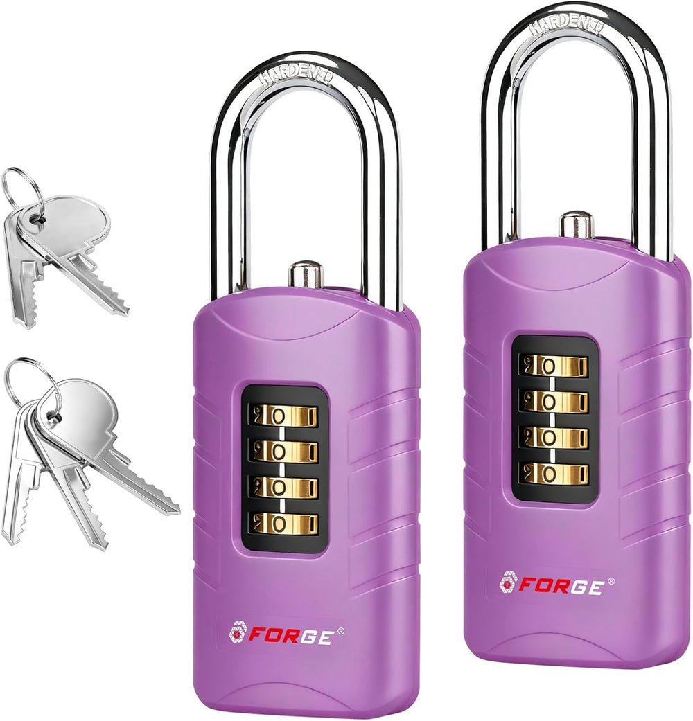 Forge 4-Digit Combination Padlock with Backup Keys, Recover Forgotten Code, W...