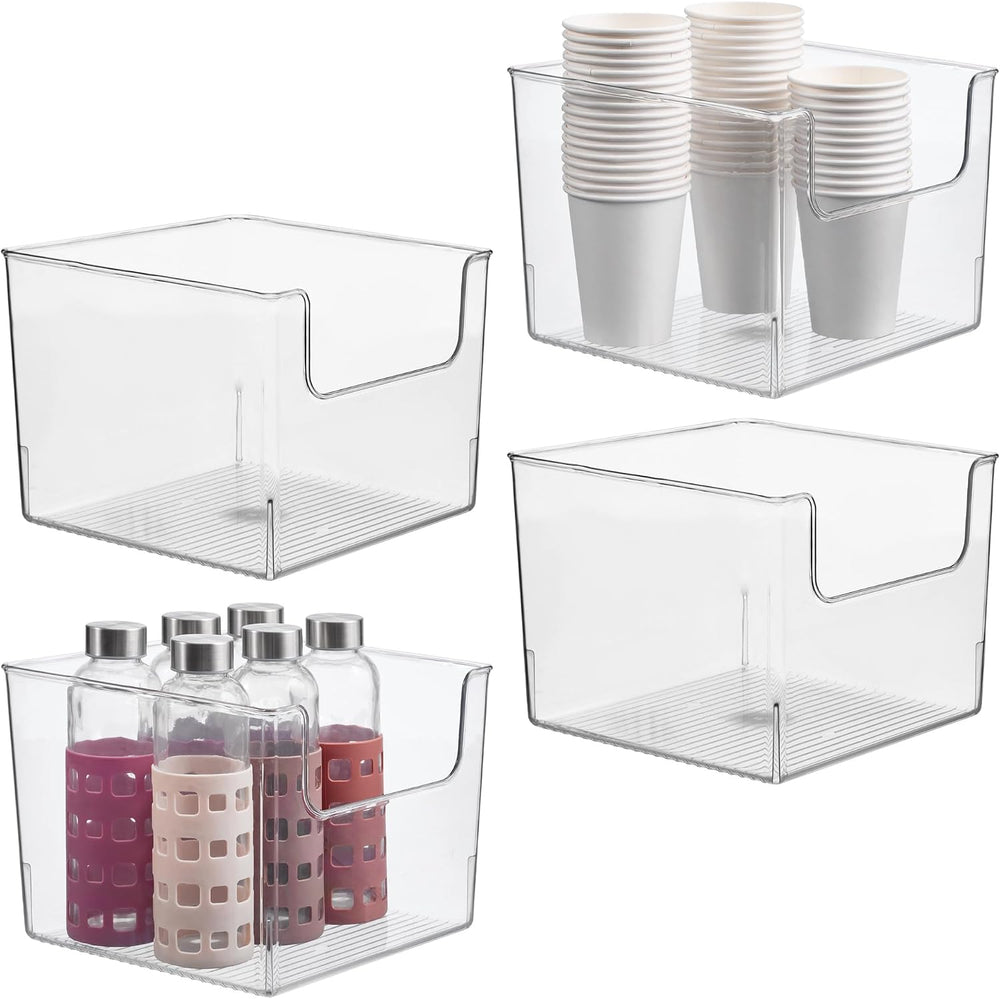 iDesign Open-Front Storage Bin, Set of 4, Clear