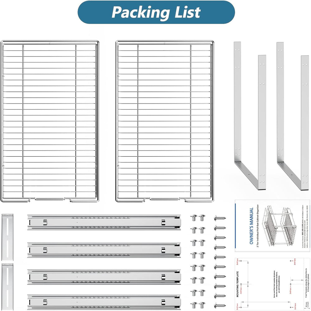 LOVMOR 2 Tier Individual Pull Out Cabinet Organizer 20" W x 21" D, ...