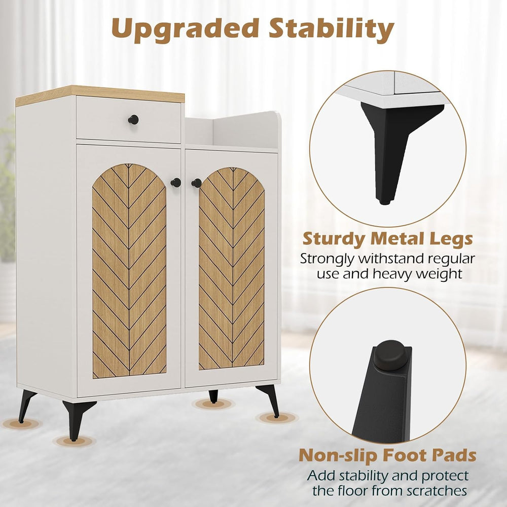 LOKO Shoe Cabinet with Doors, 6-Tier Shoe Storage Cabinet with Drawer, 6 Adju...