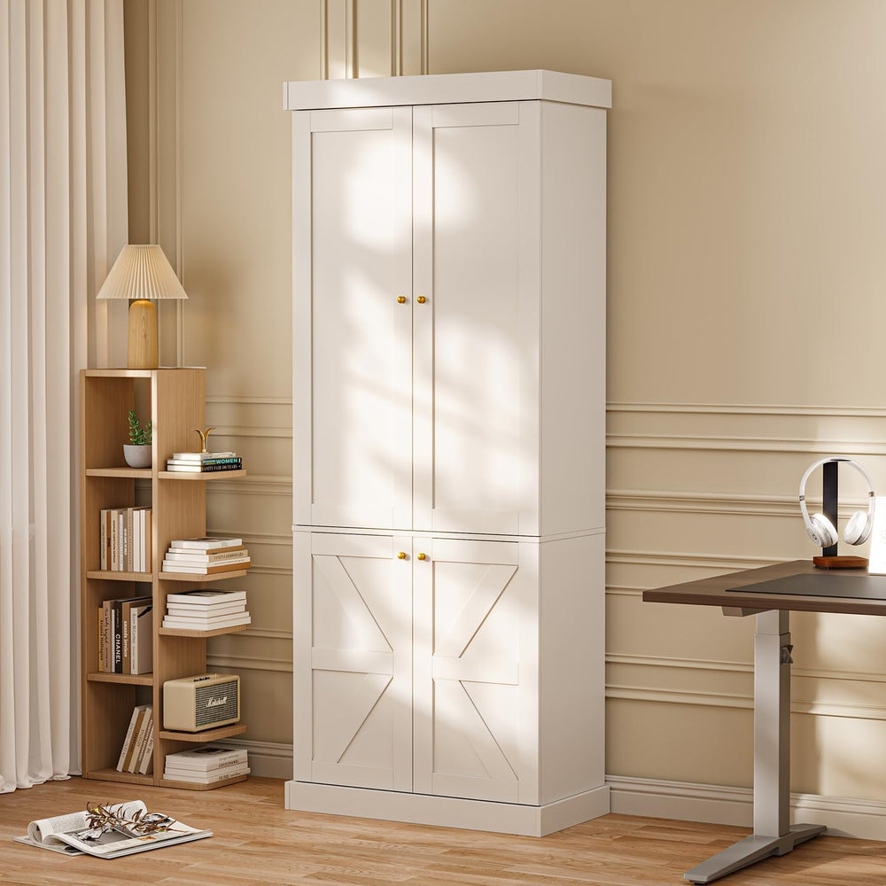 ivaniti 70.8" Tall Farmhouse Bookshelf with Doors, Modular Storage Cabin...