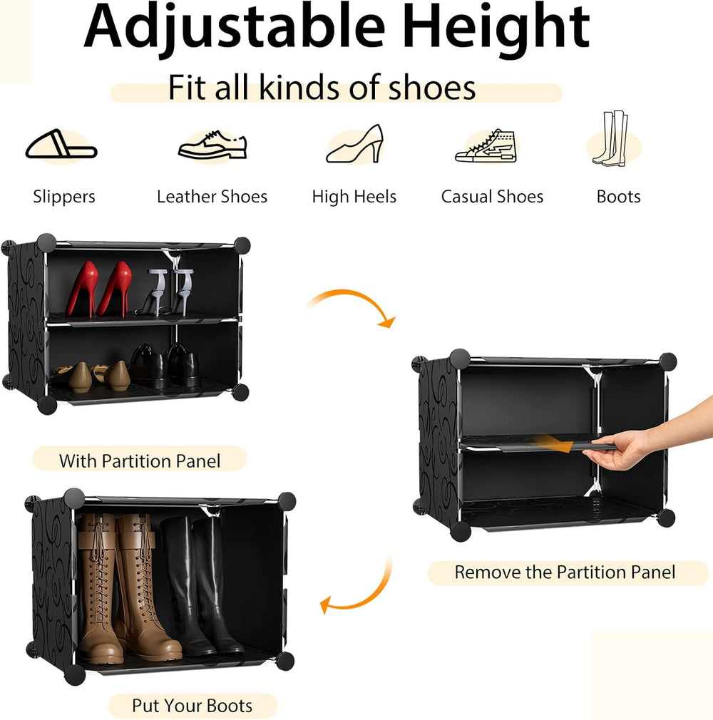 GOFLAME Portable Shoe Rack Organizer, 48 Pairs Expandable Modular Shoe Storag...