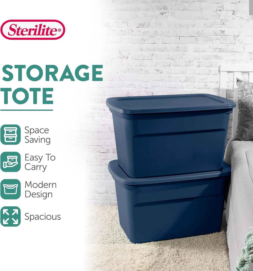 Sterilite Tote, Plastic Storage Bins with Snap Lids, 30 Gallon, 12-Pack