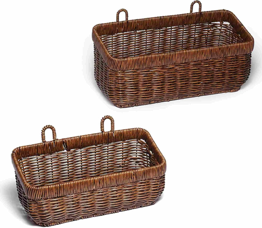 Wicker Wall Baskets Set of 2, Decorative Hanging Organizer for Kitchen, Livin...