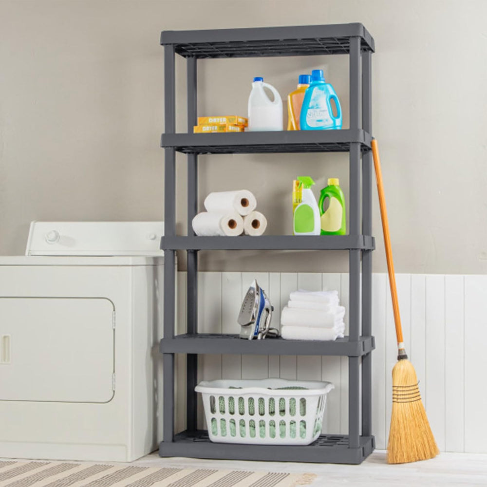 Sterilite 5 Shelf Unit, Heavy-Duty Plastic Storage & Utility Shelving Rack