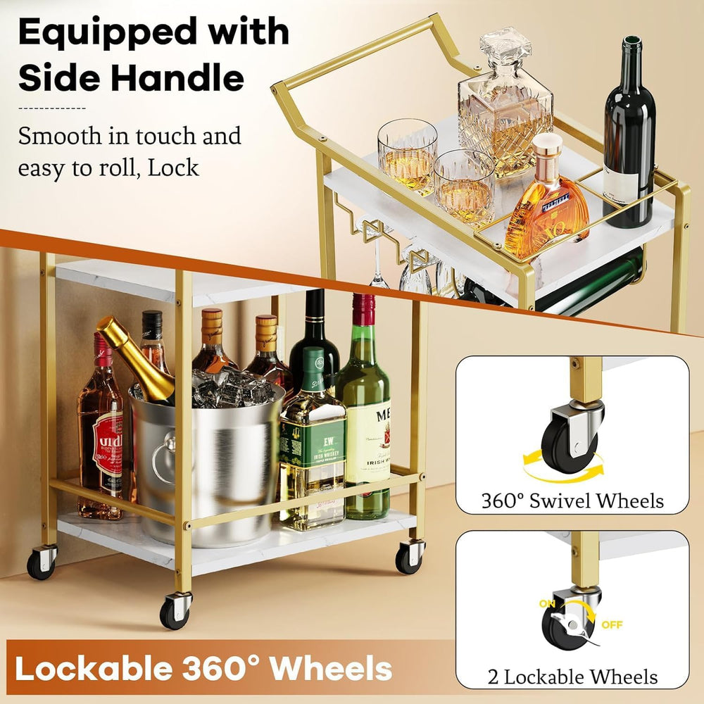 3 Tier Bar Cart Mini Liquor Utility Cart for Wine Beverage Dinner Party