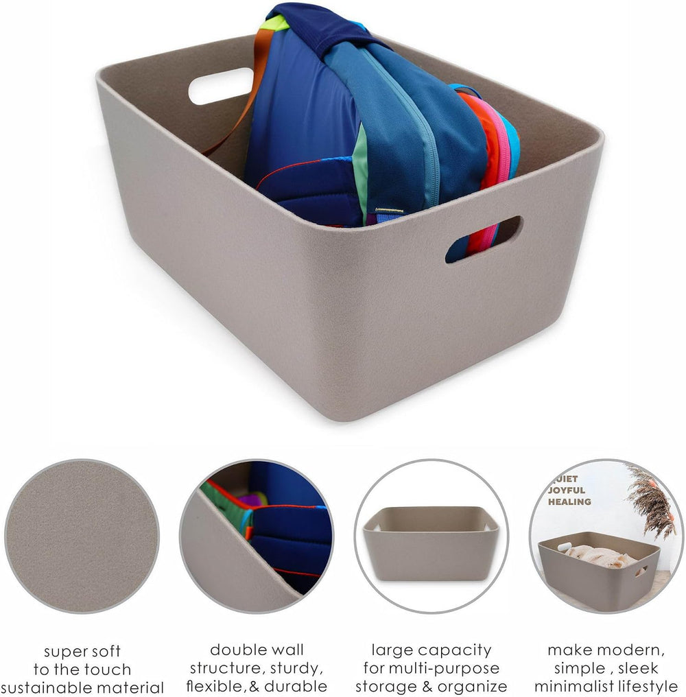 Welaxy Nordic Large Storage Basket Ultra Soft Structured Bin, Stone White