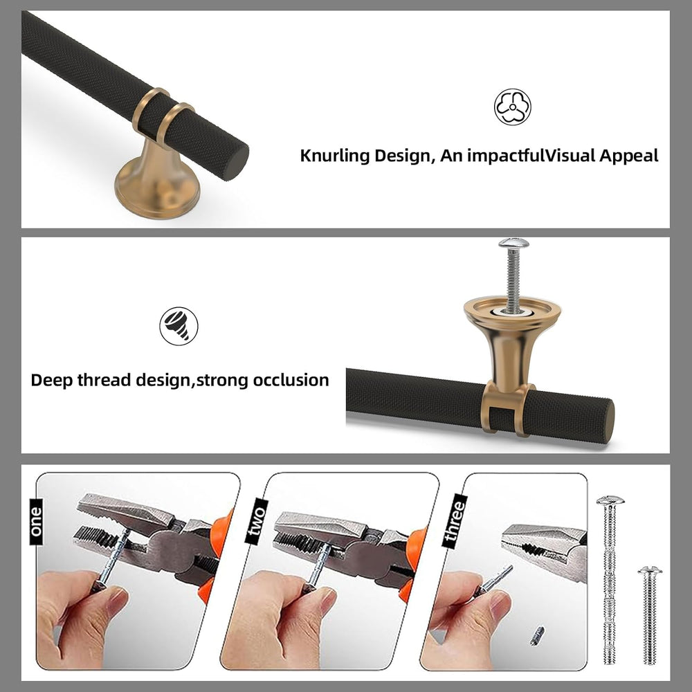 10 Pack 3 Inch Black and Champagne Bronze Cabinet Handles