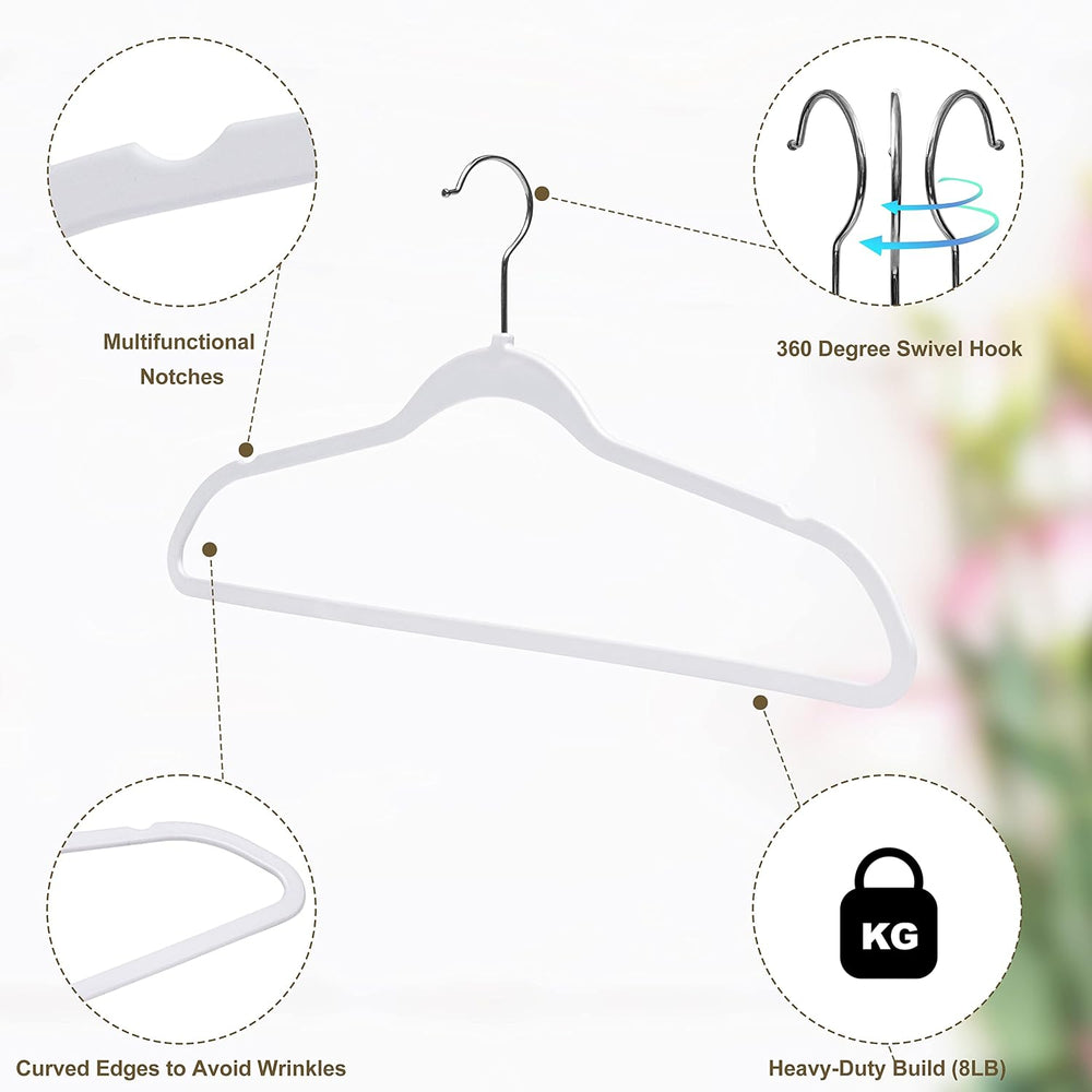Quality Hangers 50 Pack Non-Velvet Plastic Hangers for Clothes - Heavy Duty C...