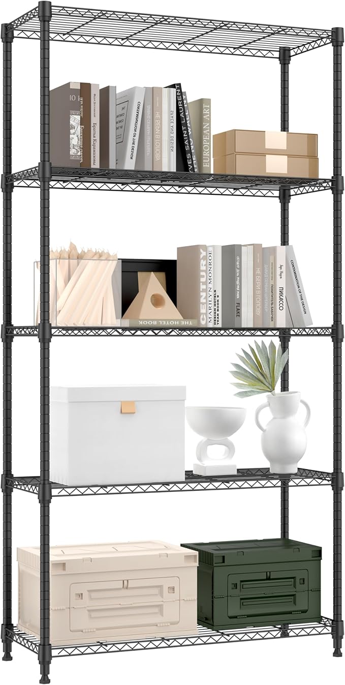 1250 lbs 5 Tier Shelf Metal Storage Shelves Shelving Wire Rack Heavy Duty