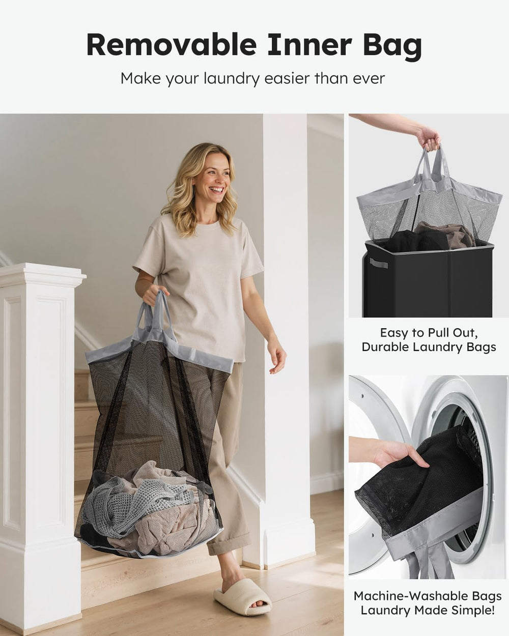 SOLEDI 130L Laundry Hamper with Lid, Large Collapsible Laundry Basket