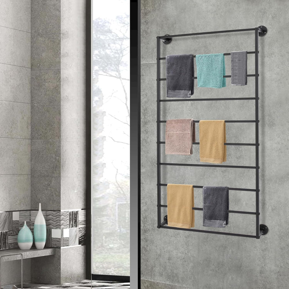 10 Tier Wall Mounted Tie Rack Scarf Display Stand Belt Pants Hangers Scarves ...