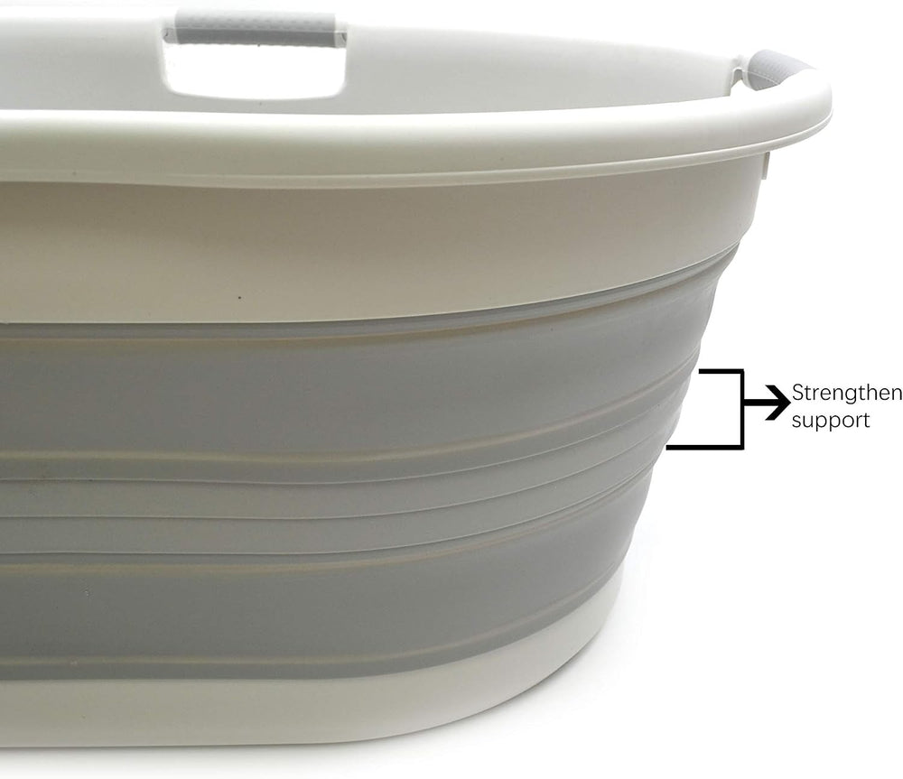 SAMMART 57L (15 Gallons) Collapsible 3-Handled Plastic Laundry Basket - Oval ...