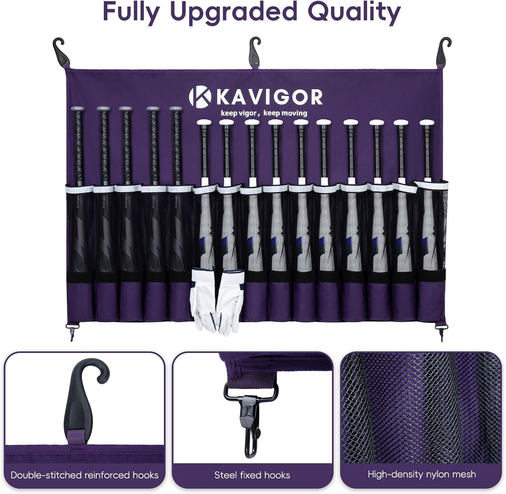 KAVIGOR 15-Bat Baseball/Softball Dugout Organizer - 900D Military-Grade Fabri...