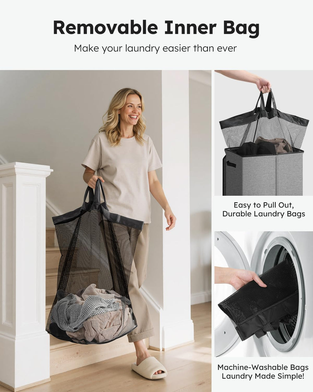 SOLEDI 130L Laundry Hamper with Lid, Large Collapsible Laundry Basket