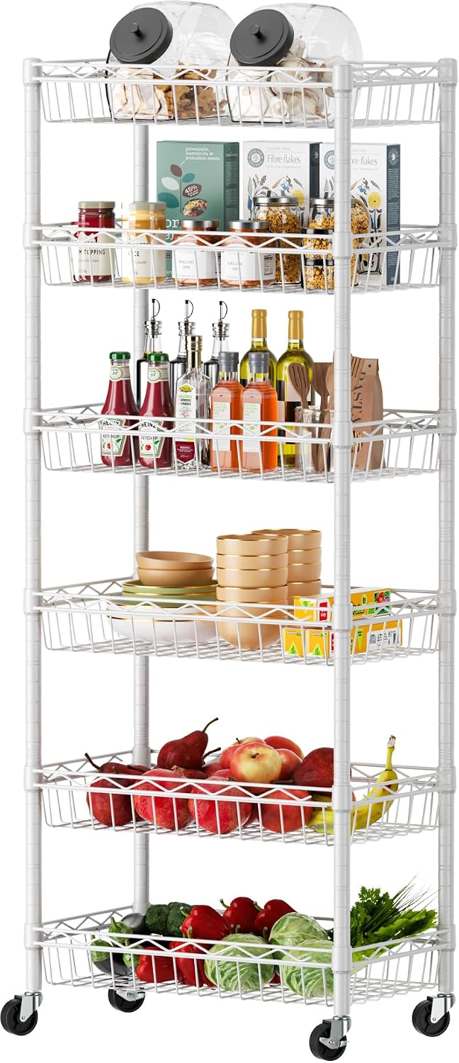 SINGAYE 6 Tier Shelf Wire Shelving Adjustable Storage Shelves Basket Rack