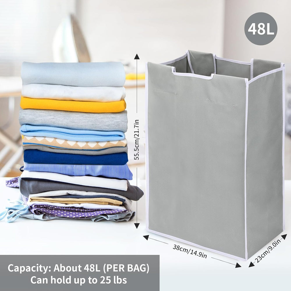 3 Bag Laundry Sorter Replacement Bags, Augot Large Hamper Cart Removable Repl...