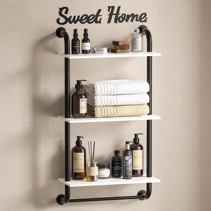 Tinpin 3 Tier Wall Shelves Over Toilet Rustic Industrial Floating Shelf
