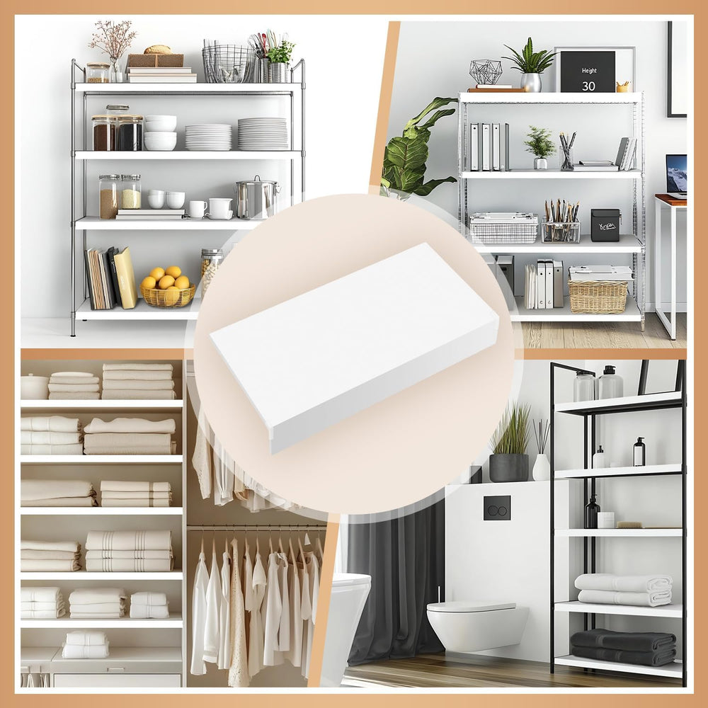 5 PCS Wire Shelf Covers PVC 32x16x3 inch for Pantry (Light Luxury White)
