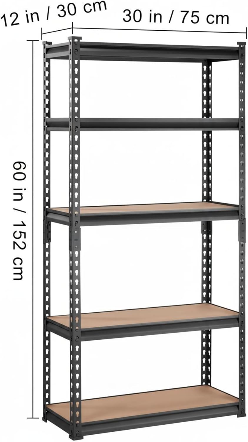Takywep Heavy Duty Garage Shelving 2000lbs, Adjustable 5 Tier Metal Storage S...