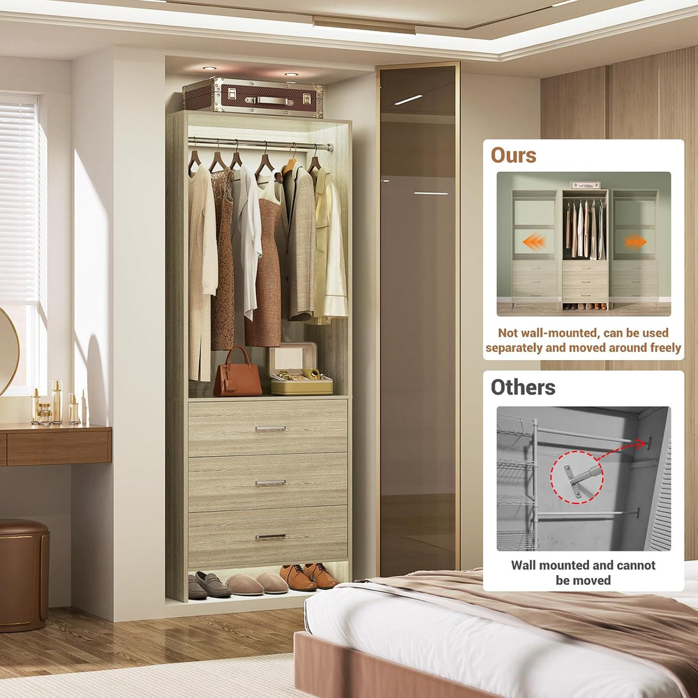 Aheaplus 1.8FT Closet System with Drawers, 21.5’’ Closet Organizer