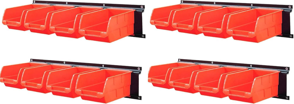 Wallmaster 8-Bin Storage Bins Garage Rack System 2-Tier Orange Tool Organizer...