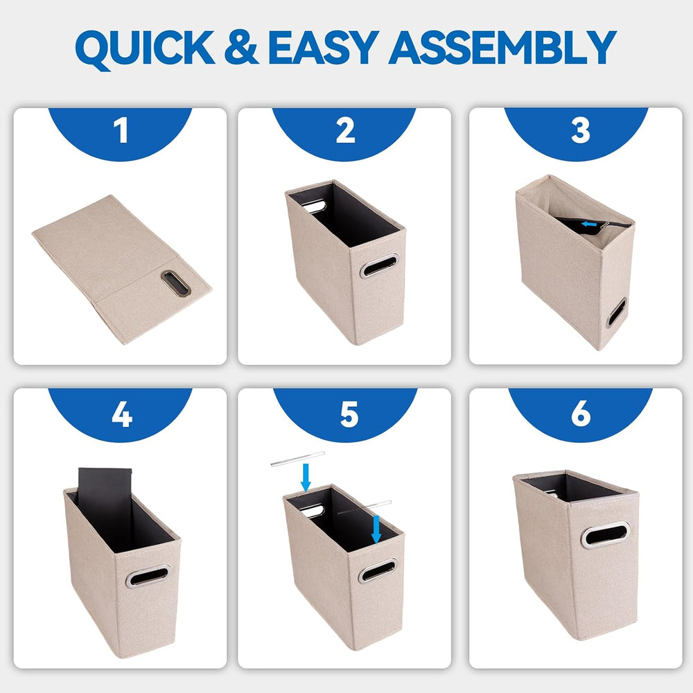 6 Pack Letter Size File Storage Box Collapsible，Fabric Hanging File Folders O...
