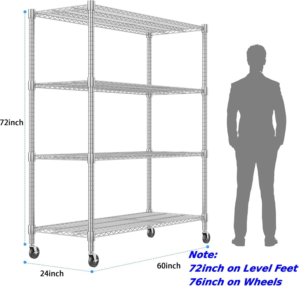 Homdox Heavy Duty Metal Shelves for Storage, 4 Tier Storage Racks and Shelvin...