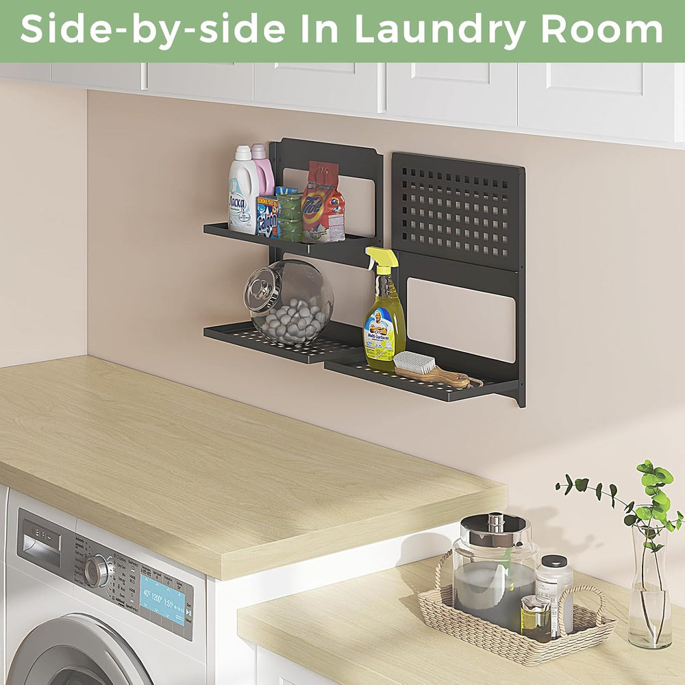 2-Tier Folding Metal Shelf Wall Mounted | Small Foldable Wall Shelf | Dorp Do...