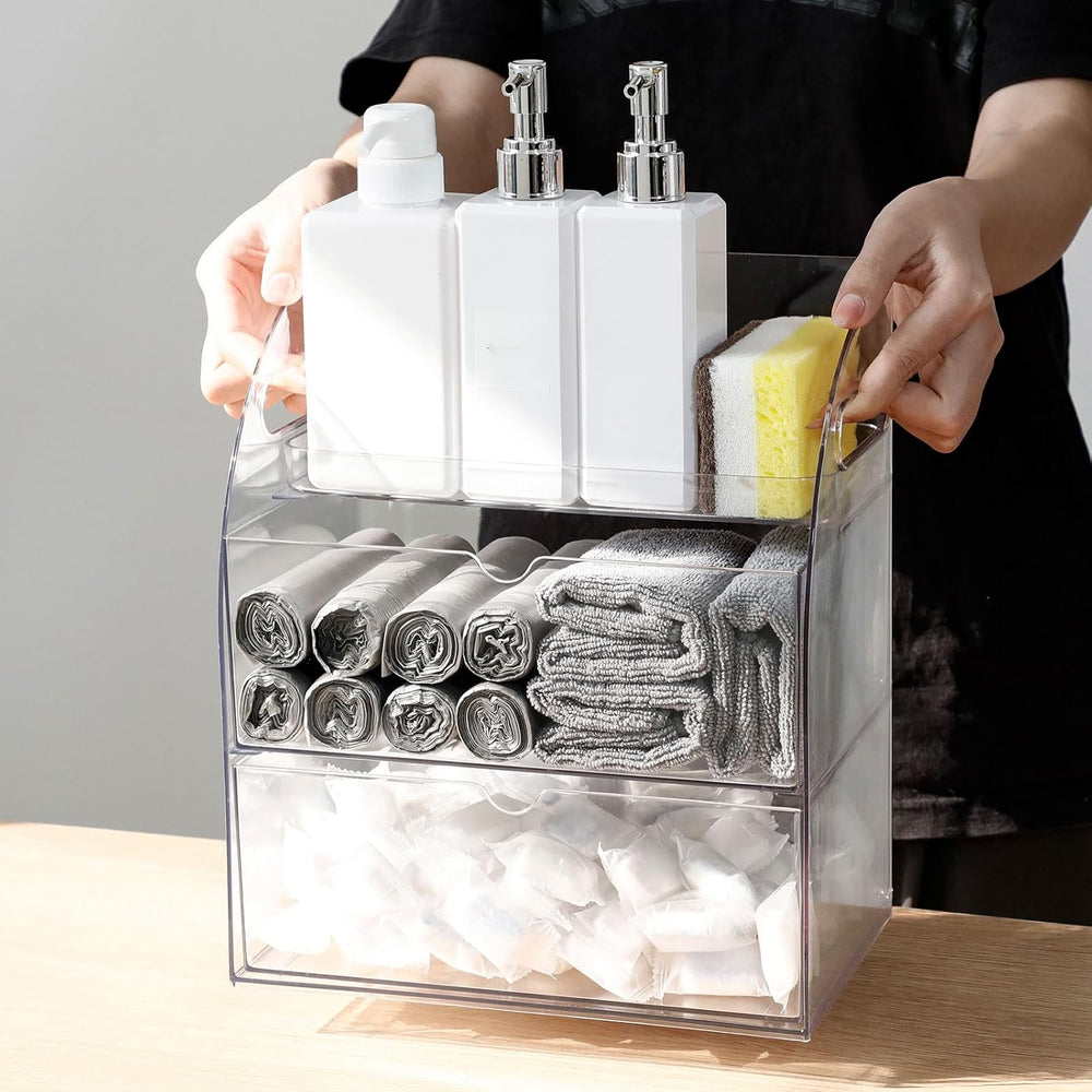 Clear Kitchen and Pantry Organizer with Drawers, Plastic