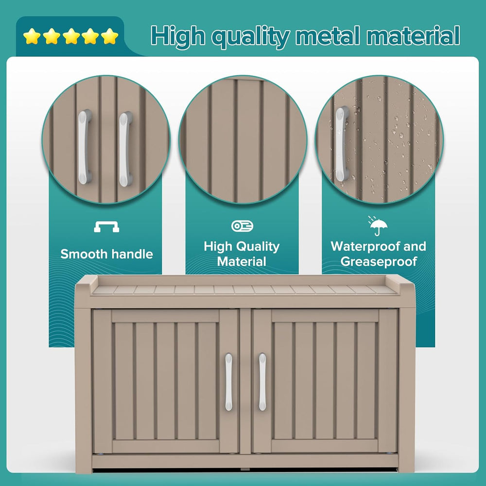 DRATO Indoor Outdoor Shoe Storage Cabinet, Shoe Bench Entryway with Adjustabl...