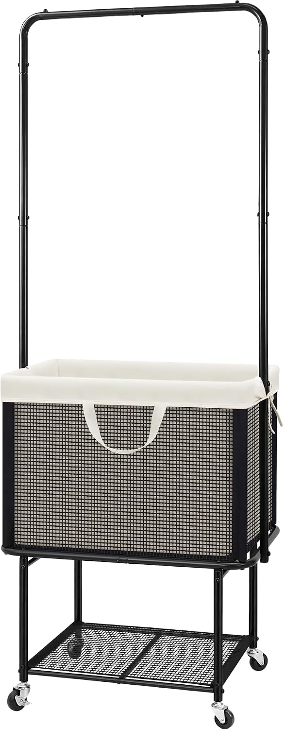 STO STO Rolling Laundry Cart with Hanging Bar, Laundry Hamper with Wheels