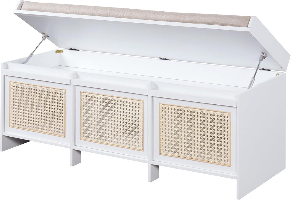 SOFTSEA 48" Shoe Storage Bench with Cushion, 2-Tier Entryway Bench with ...