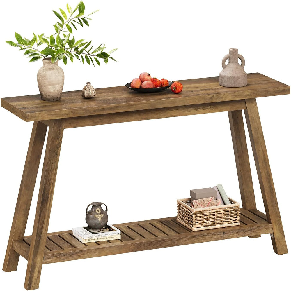47.2" Farmhouse Console Table with 2-Tier Open Storage
