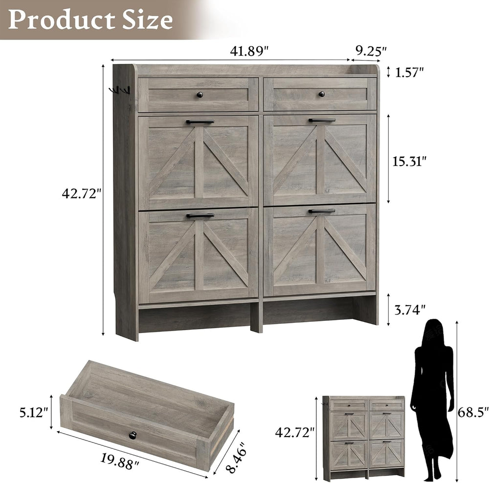 BORNOON Shoe Storage Cabinet for Entryway, Farmhouse Wide Shoe Cabinet with 4...