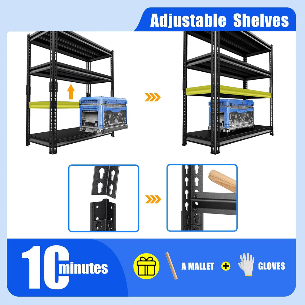 48" W Garage Shelving Heavy Duty, 1800LBS Loads Adjustable Garage Storag...