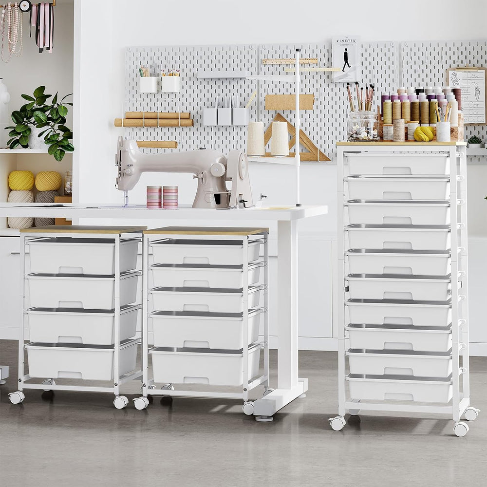SYKIARIOL Rolling Cart with Drawers,White
