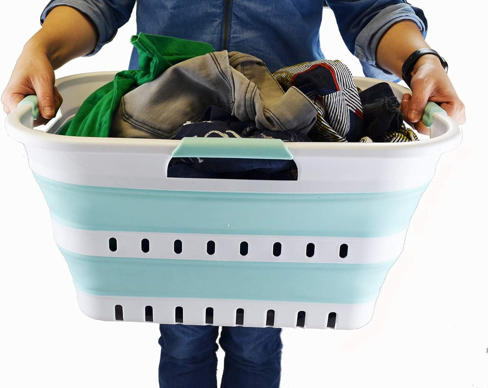 SAMMART Set of 2-30L (8 gallon) Collapsible Plastic Laundry Basket - Foldable...