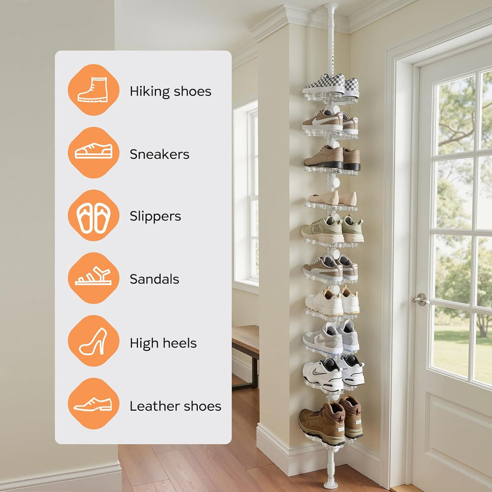 akinbas Shoe Rack Storage 10 Tiers 35-128 Inch Adjustable Shoe Shelf Racks
