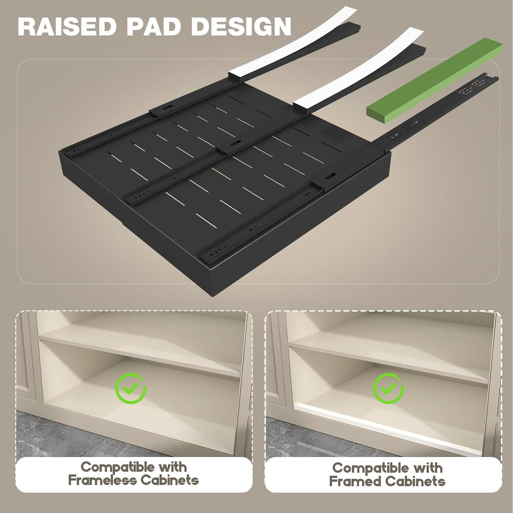 Seinloes 2 Pack Pull Out Cabinet Organizer 22" Deep,Full Extension 3 Sli...