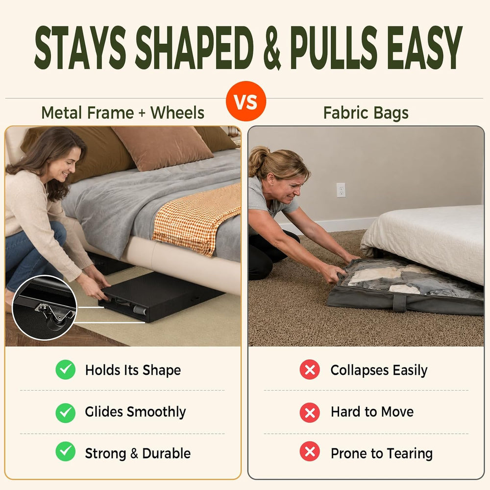 Fokyfok 2 Pack Under Bed Storage with Wheels 6 inch Height